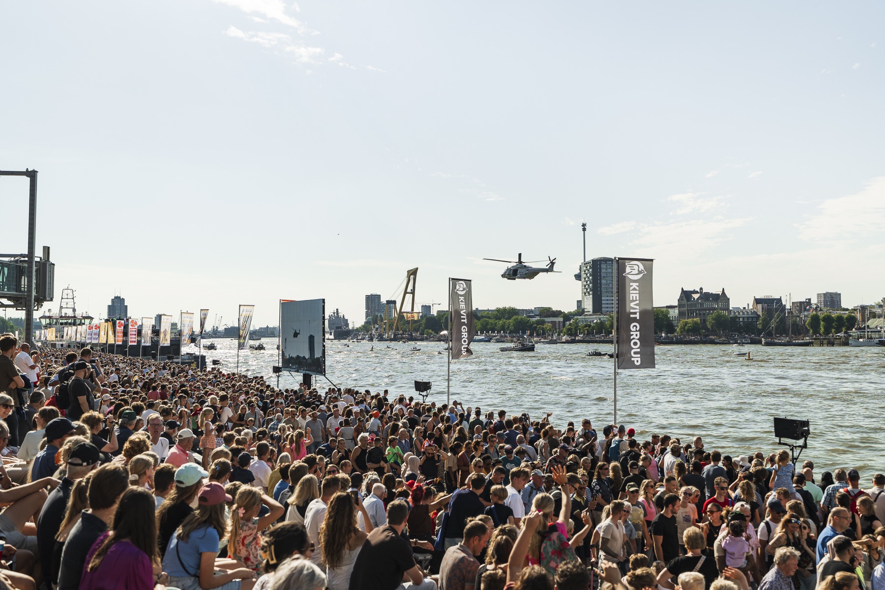 Crowds along the Maas at World Port Days in Rotterdam